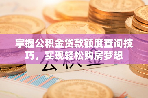 申扎掌握公积金贷款额度查询技巧，实现轻松购房梦想